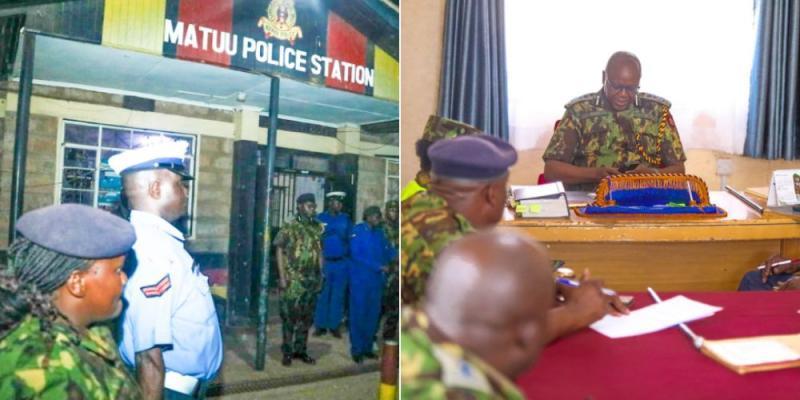 DIG Eliud Lagat at Matuu Police station.